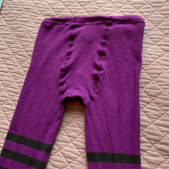 HUE - Leggings - Purple brown stripes Stretch cotton-nylon knit - Medium / large - Picture 3 of 9
